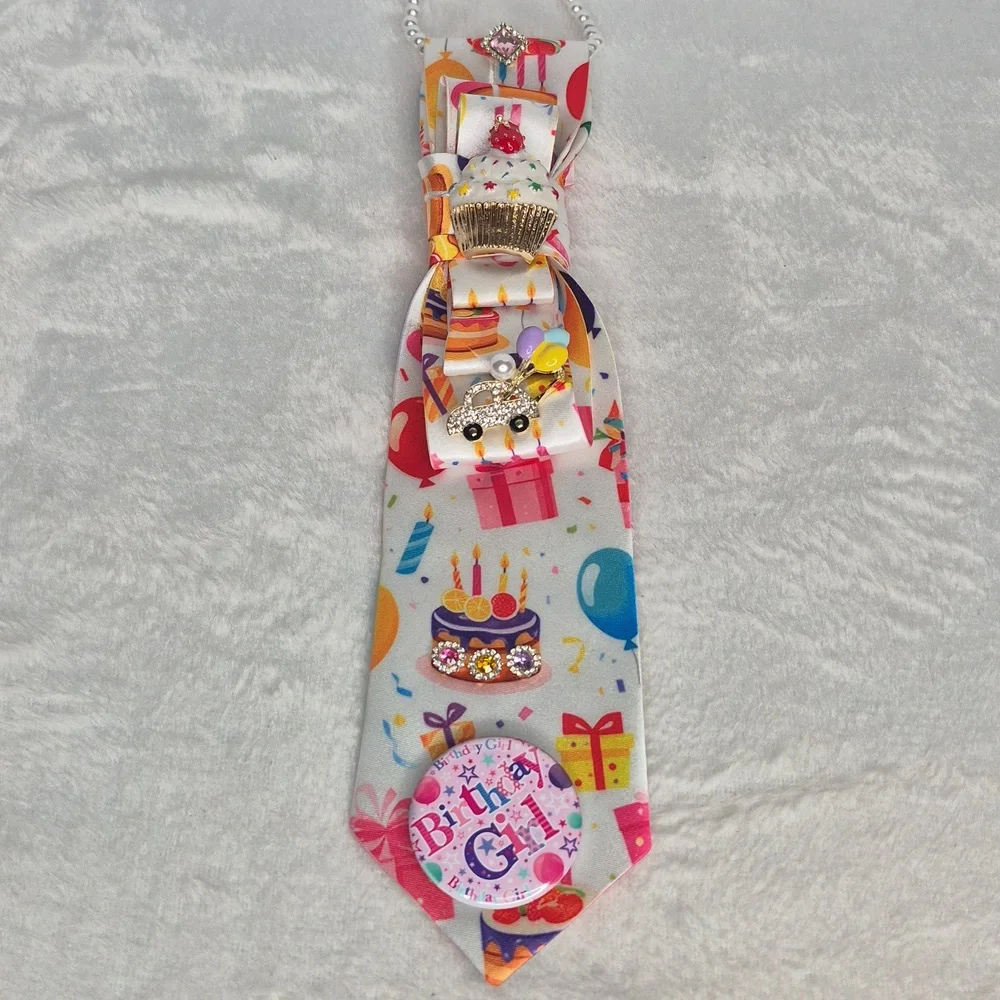 Handcrafted Luxury Fashion Necktie Necklace (Birthday 🎂 Confetti)